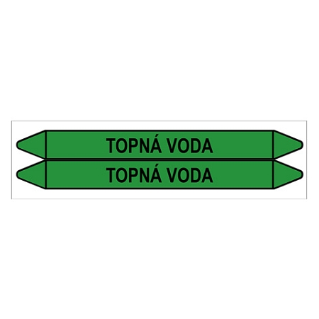 Značení potrubí, topná voda,2 ks, 450 × 52 mm